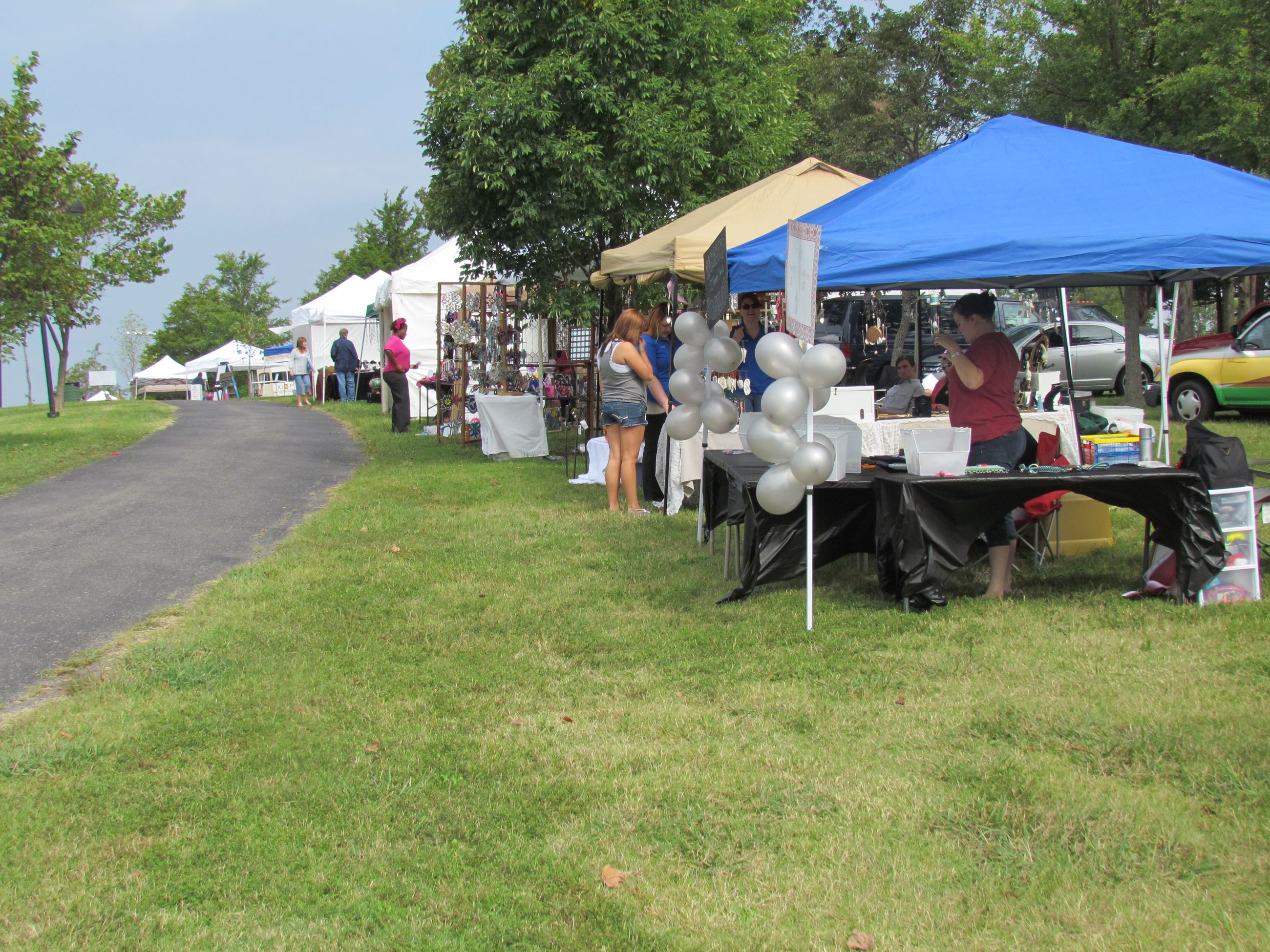 Green space with tent